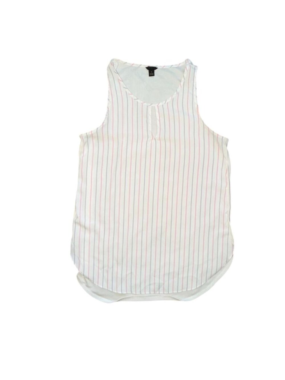 Ann Taylor Striped Sleeveless Light Weight Blouse- Crea/White/Pink/Gray-M-GUC